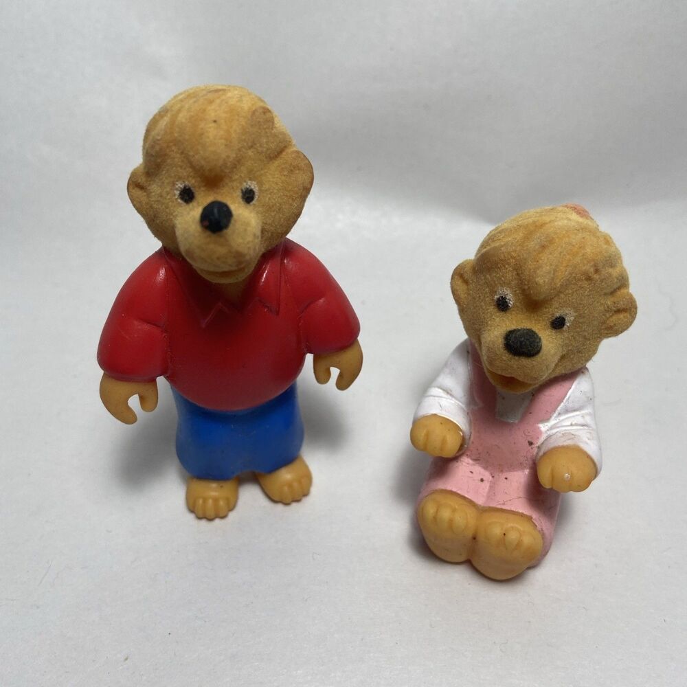 Berenstain Bears Family Figures 1986 Plus Extras Flocked 3 in Lot of 2 Vintage